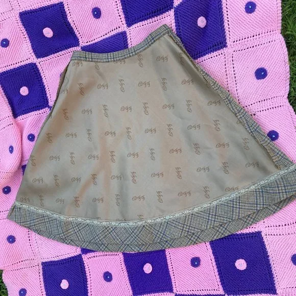 Vintage 50s 60s pendleton wool plaid skirt XS S tartan made in USA beige blue - Picture 6 of 10